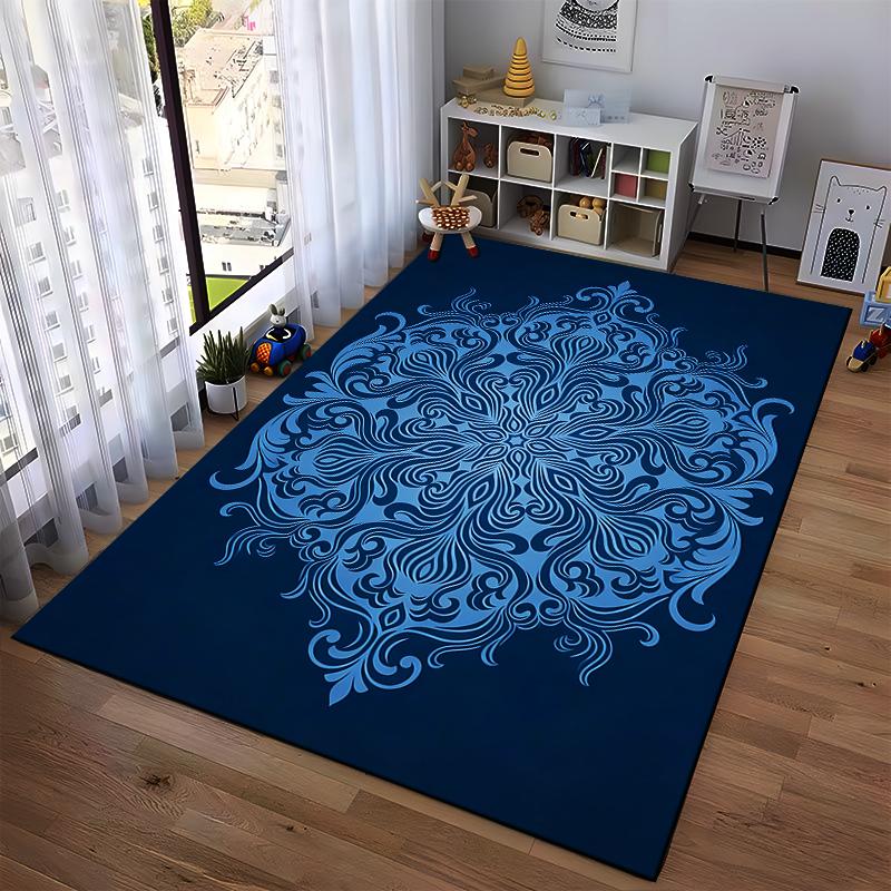 Blue Mandala Pattern Carpet, Decorative Floor Rug for Living Room Suitable for Use As an Anti-slip for Living Room Bedroom Sofas