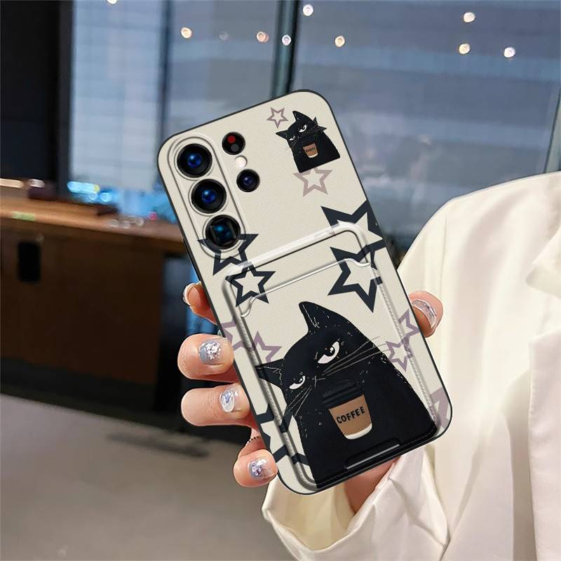 Protective Dirt-resistant Phone Case For Samsung Galaxy S24 Ultra Anti-knock Card Sleeve Silicone Graffiti Shockproof