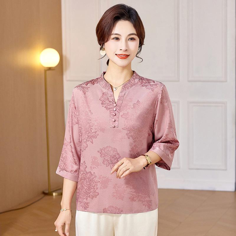 

Elegant Printed T-shirt for Middle-Aged & Elderly Women – Stylish, Simple, and Comfortable Loose Fit 3XL (suggested 60-67.5 kg)