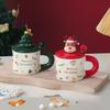 Christmas Mug Christmas Gift Ceramic Cup Cute Cartoon Coffee Cup with Lid Spoon Souvenir