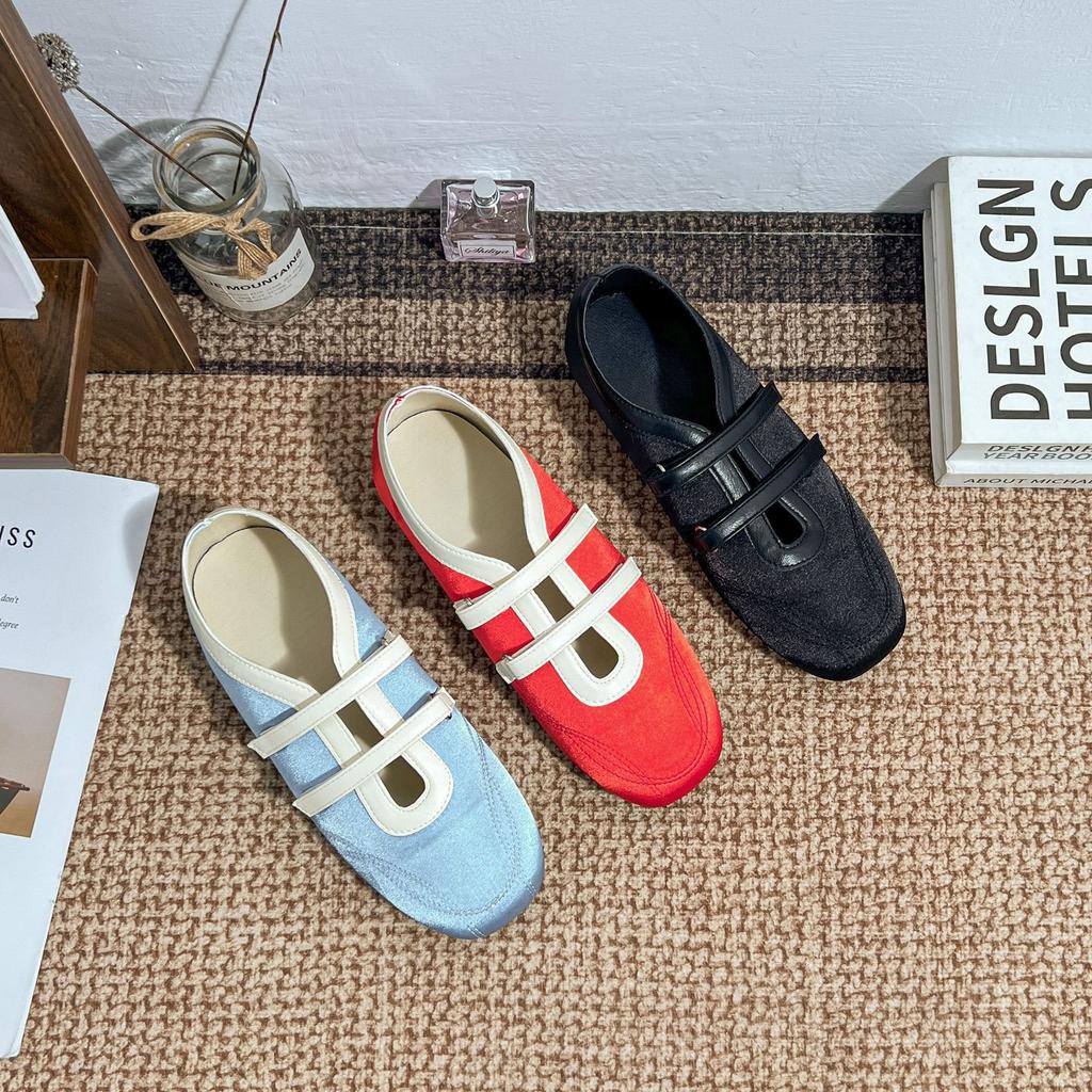 Ballet Shoes Single Shoes Satin Shallow Mouth Women's Shoes 2025 Summer New Casual Style Korean Niche Shoes Children's Design Style