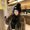 New Autumn and Winter Plush Warm Knitted Hat for Women Sweet and Cute Plus Velvet Ear Protection and Cold Proof Woolen Hat