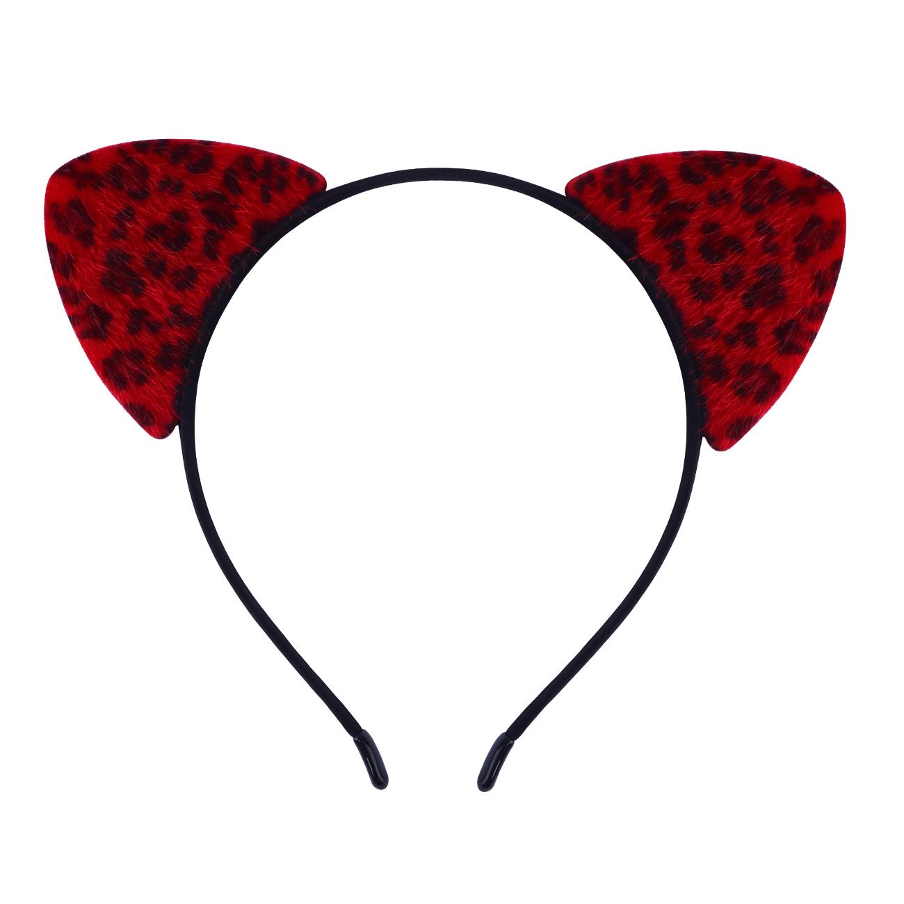 

Ободок с кошачьими ушками с леопардовым принтом и блестками, металлический обруч для волос, женский аксессуар для вечеринок, для повседневной носки, праздничная повязка для волос с кошачьими ушками для девочек