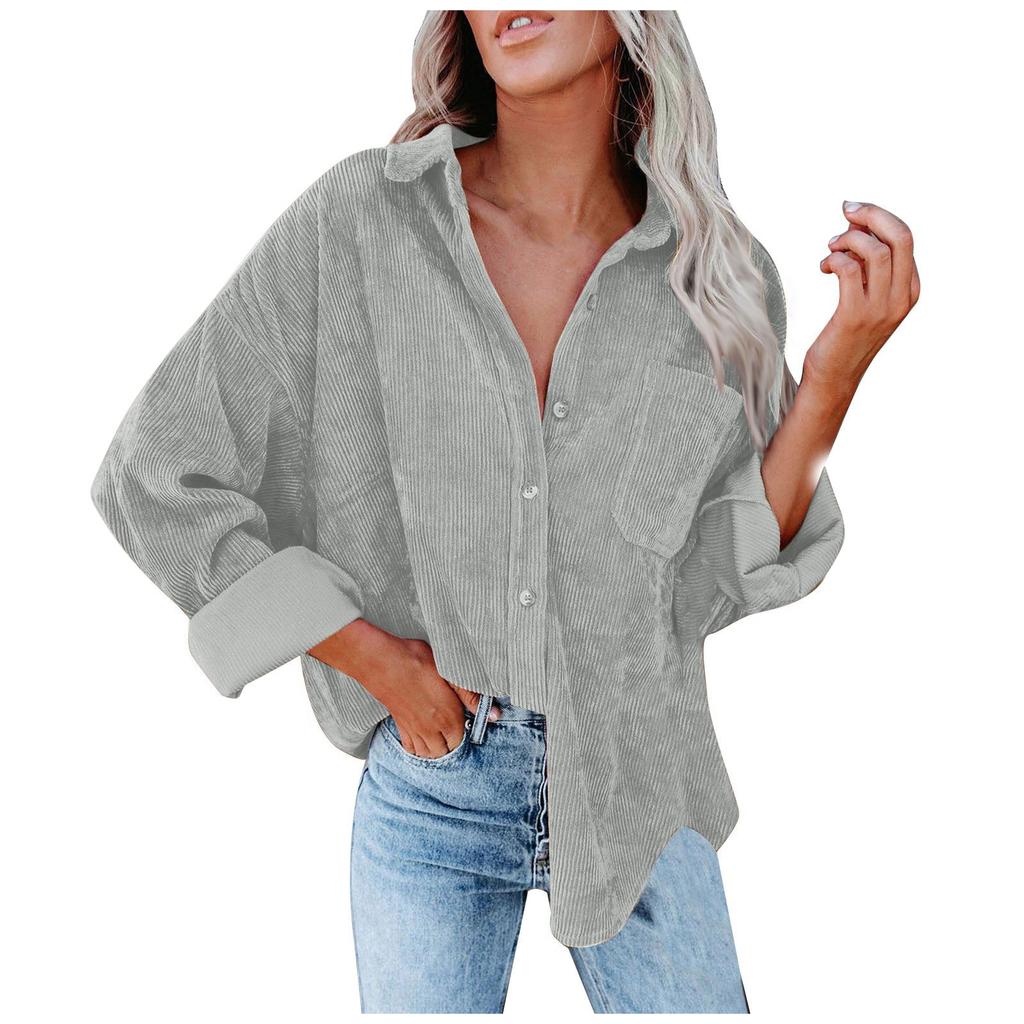 Women's  And Winter Shirts Women's Solid Color Lapel Loose Casual Jacket