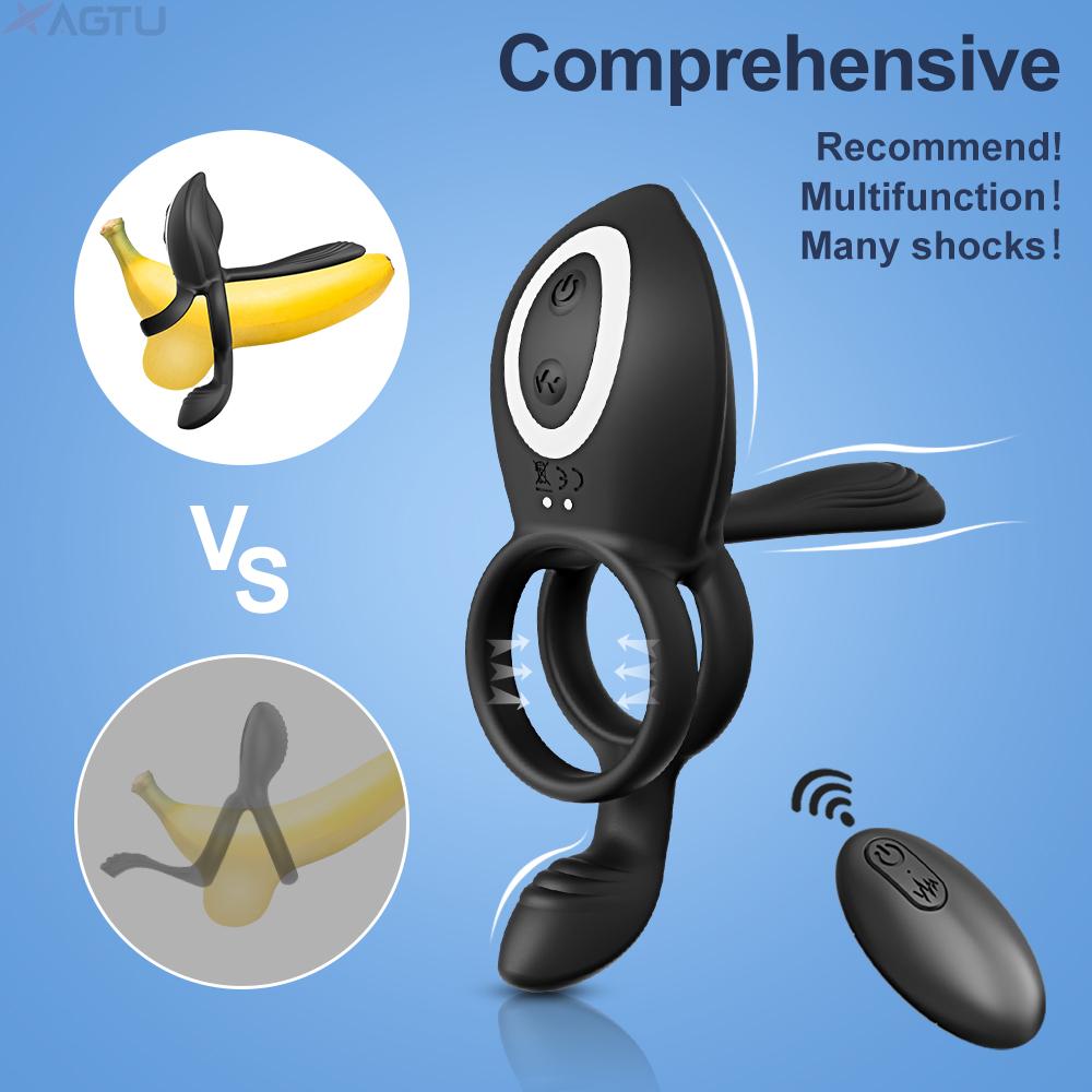 Remote Control Couple Vibrator Cockring Cock Penis Ring Adult Sex Toys for Men Delay Ejaculation Penisring Anal Stimulator