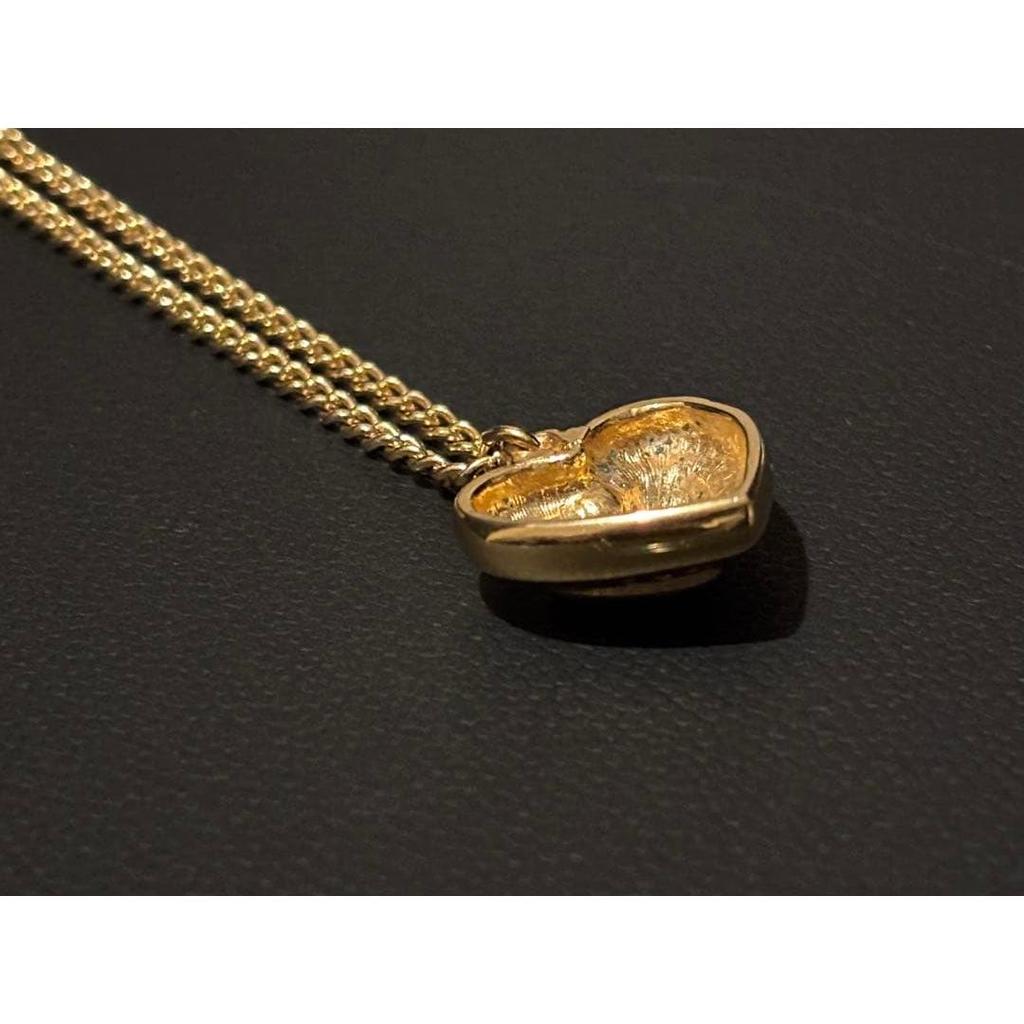 Used Moschino Vintage Necklace Heart-shaped Logo Gold Color Golden