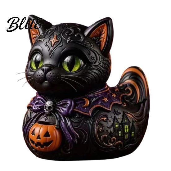 Witchy Cat Duck Sculpture Midnight Witches Figurine Dark Fantasy Resin Occult Themed Table Decor Statue Gothic Cat-Duck Ornament Spooky Halloween