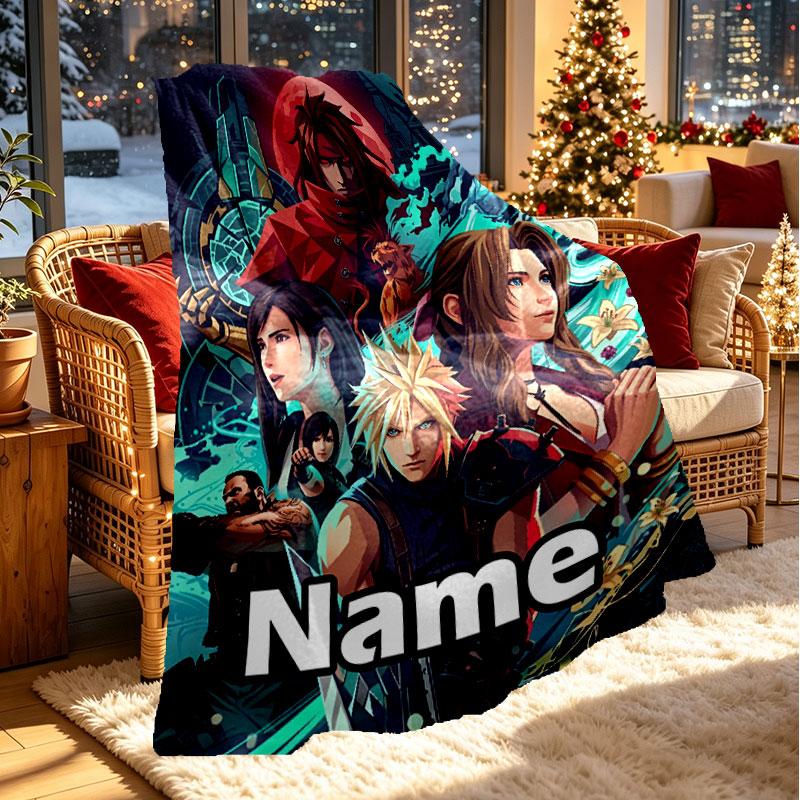 Custom Name Personalized Final Fantasy Print Blanket, Home Decor, Bedroom, Sofa, Camping, Couch, Gifts for Birthday Christmas