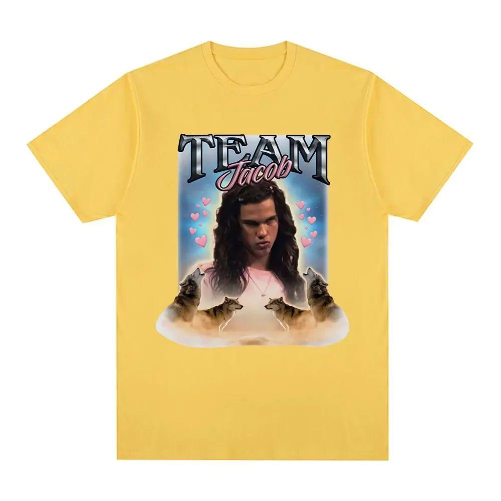 Y2K Vintage T-shirts Team Jacob Team Edward Pattern T-shirt Fun Meme Short Sleeve Fashion Oversized T-shirt Street Wear Unisex