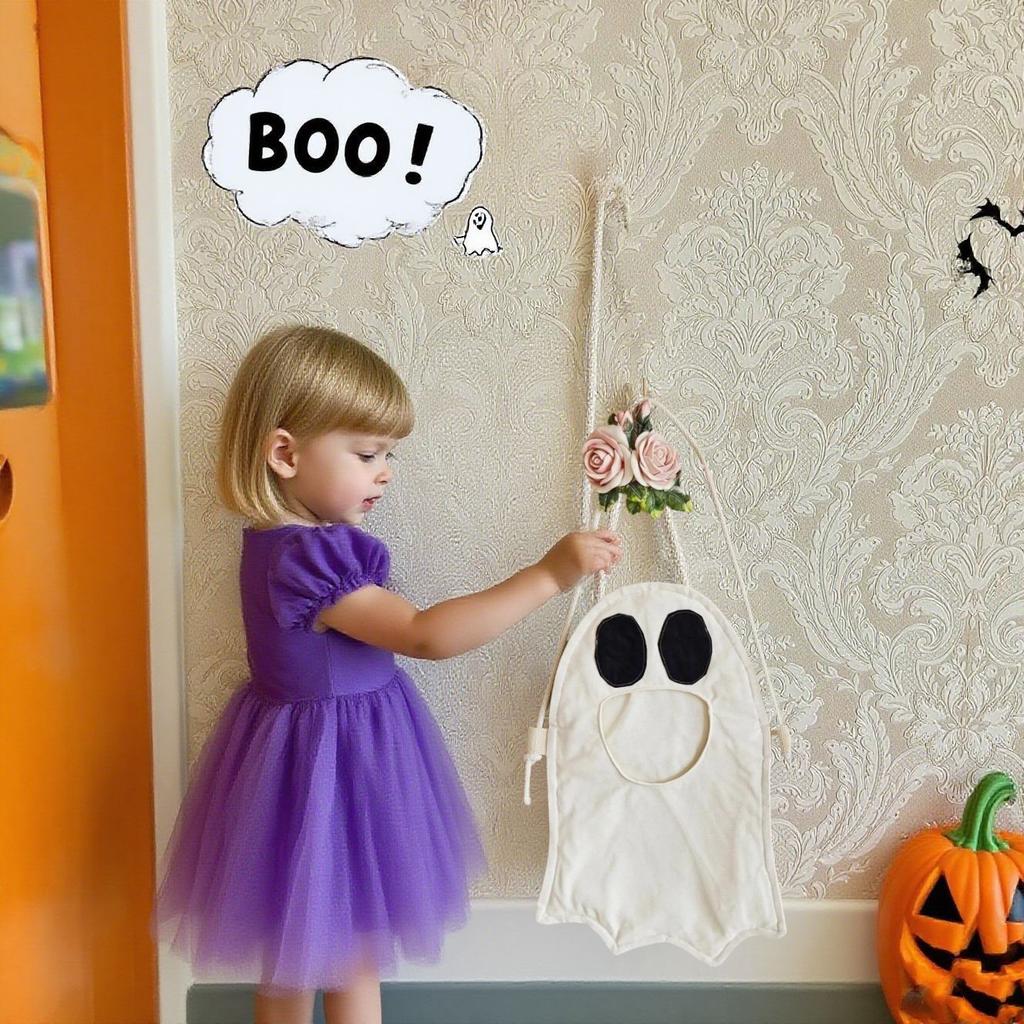 Halloween Ghost Candy Bags with Handles Candy Storage Trick or Treat Tote Reusable Party Favor Gift Bag for Kids