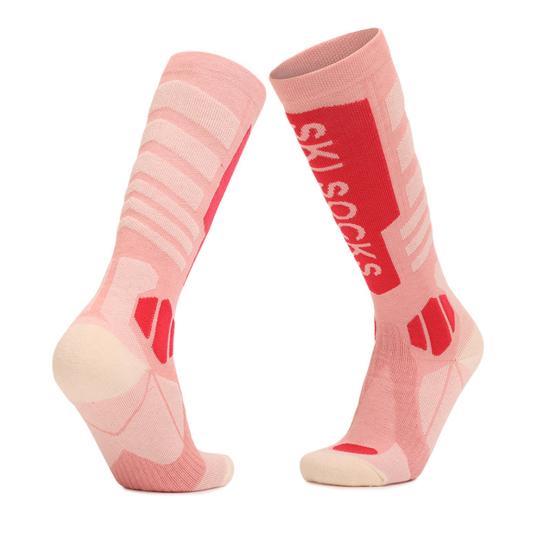 

1 пара уличных спортивных шерстяных лыжных носков, женские цветные термостойкие зимние теплые носки до колена, дышащие женские чулки розы красного