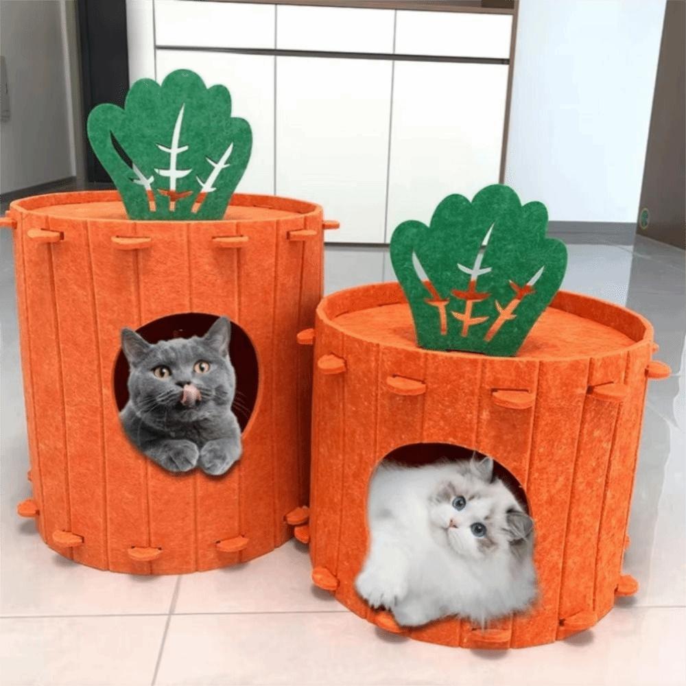 Soft & Durable Carrot Cat Nest Wear-resistant Cat Hideaway Cave Pet Cave House  All Season