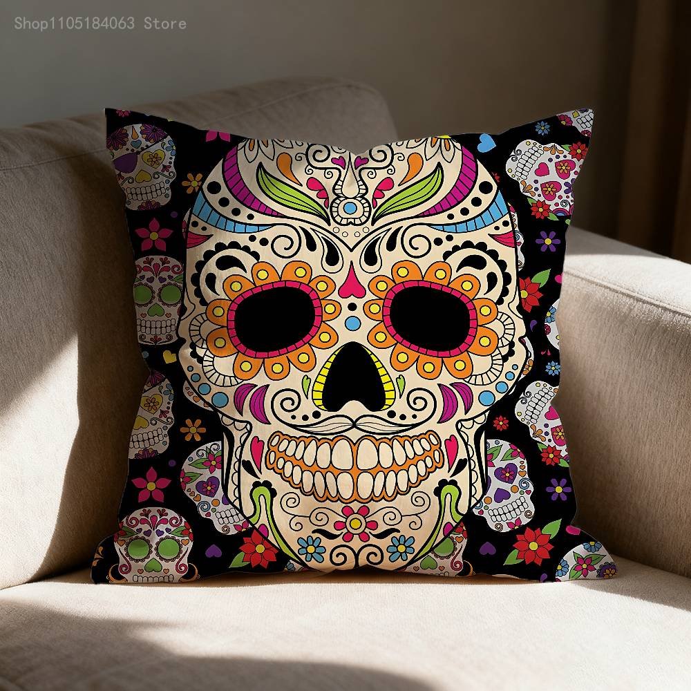 Tag der Toten Zuckerschädel Kunst Kissenbezug Für Sofa Dekoration Auto Büro Zimmer Druck Kissenhülle Dekorationen und Schutz