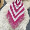 Summer Women Casual V-neck Sleeveless Knitted Tassel Striped Sweater Slim Bodycon Mini Short Sheath Dresses
