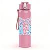 1PC Ties Bow Ribbon Pastel Color Print 750ml Color Plastic Sports Water Bottle Leakproof Flip Straw Lid Suitable for Sports Office Home Use