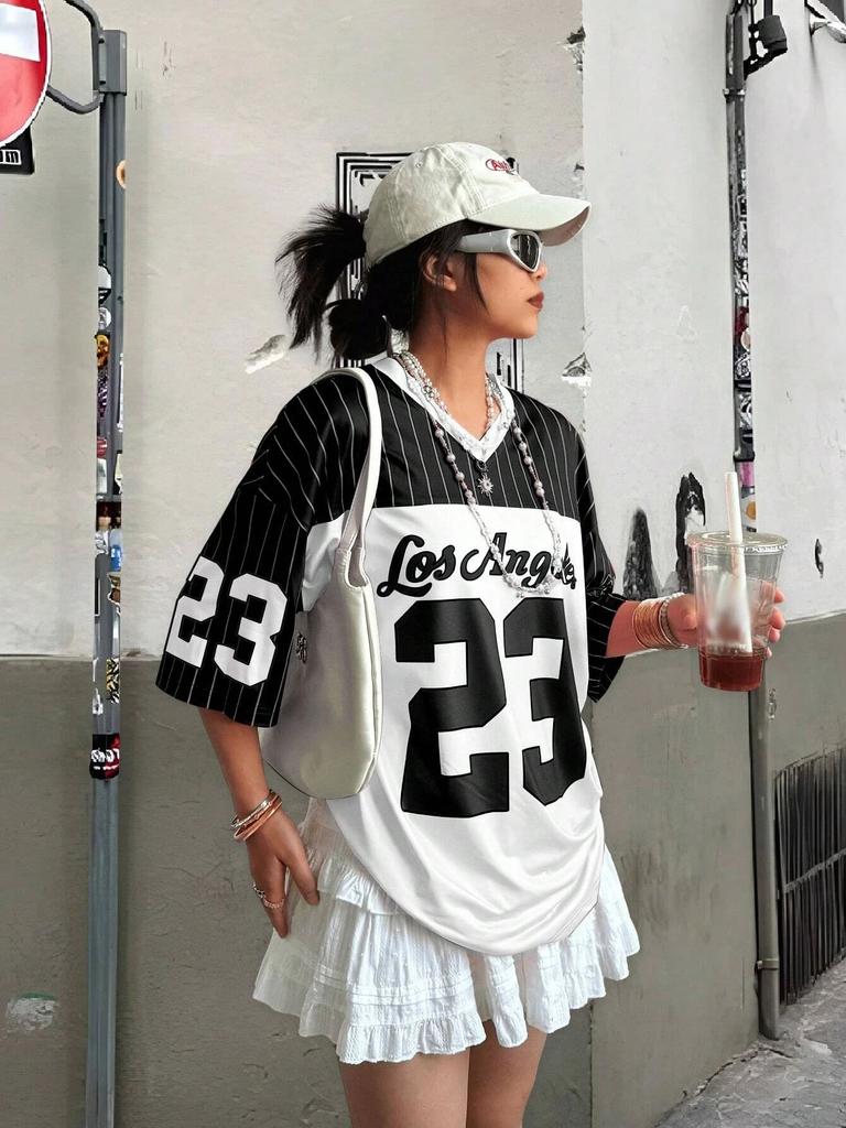Casual Sports Style 23 Digital Print Cool Men Women Tee Adults Children Boy Gril Top Kids Parent Child Quick dry V Neck Tshirt
