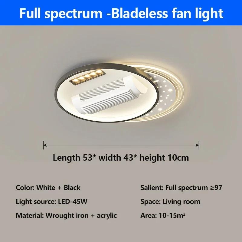 Square Round Leaf Less Fan Light Full Spectrum LED Bright Eye Protection Ceiling Light 180 Degree Blowing Cool and Silent