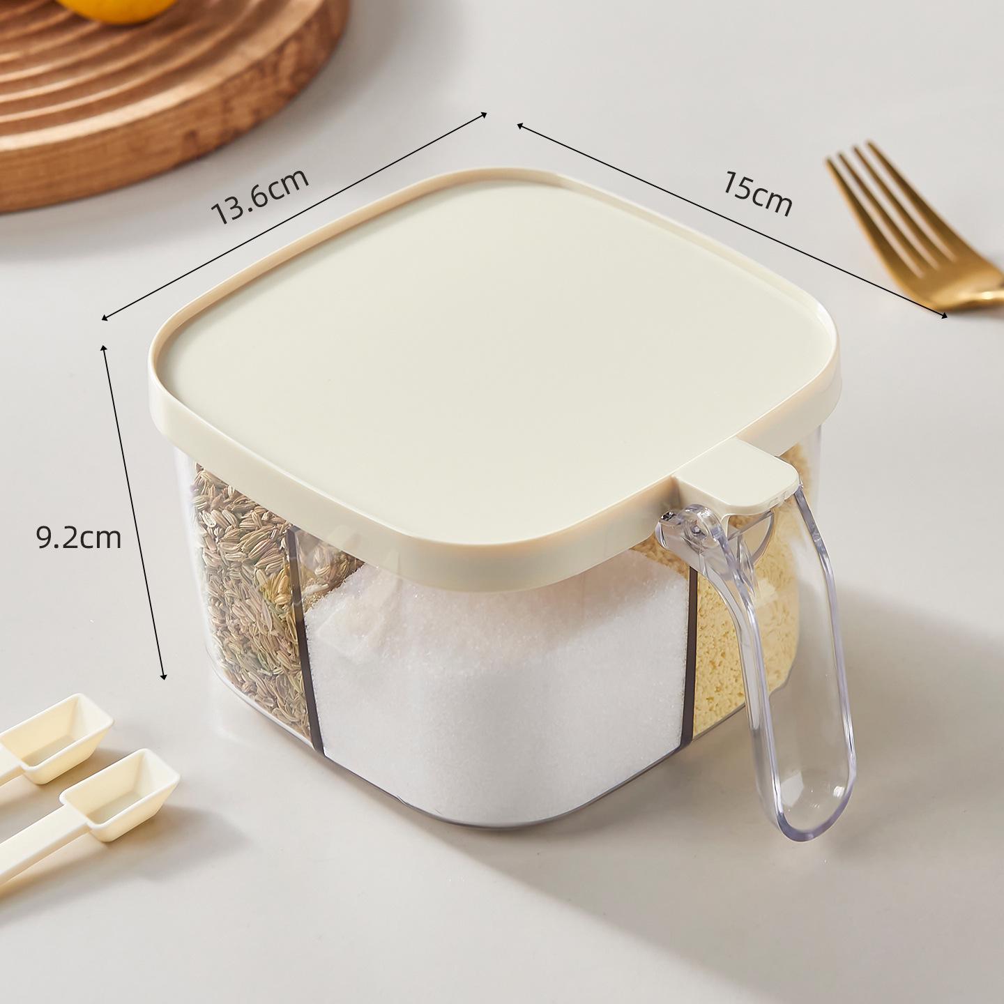Multi-Compartment Seasoning Box: Kitchen Set with Salt Shaker, Sugar, MSG, and Spices – Four Compartments Included