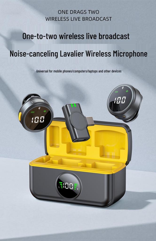 AI Noise Reduction Wireless Lavalier Microphone for Outdoor Live Broadcasting and Video Recording