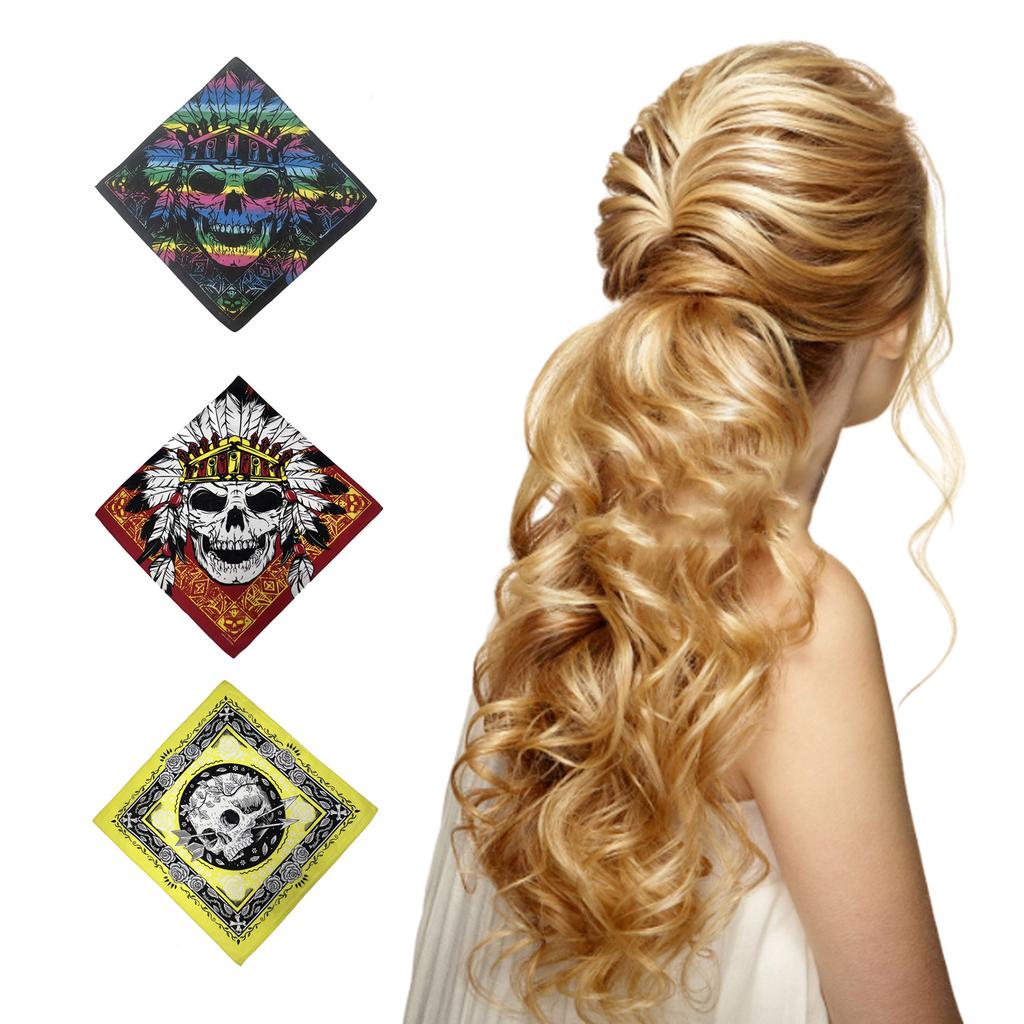 Skull Neckerchief for Women Men Fashion Print Headwrap Turban Scarf Bandannas for Festival Holiday Party Wear