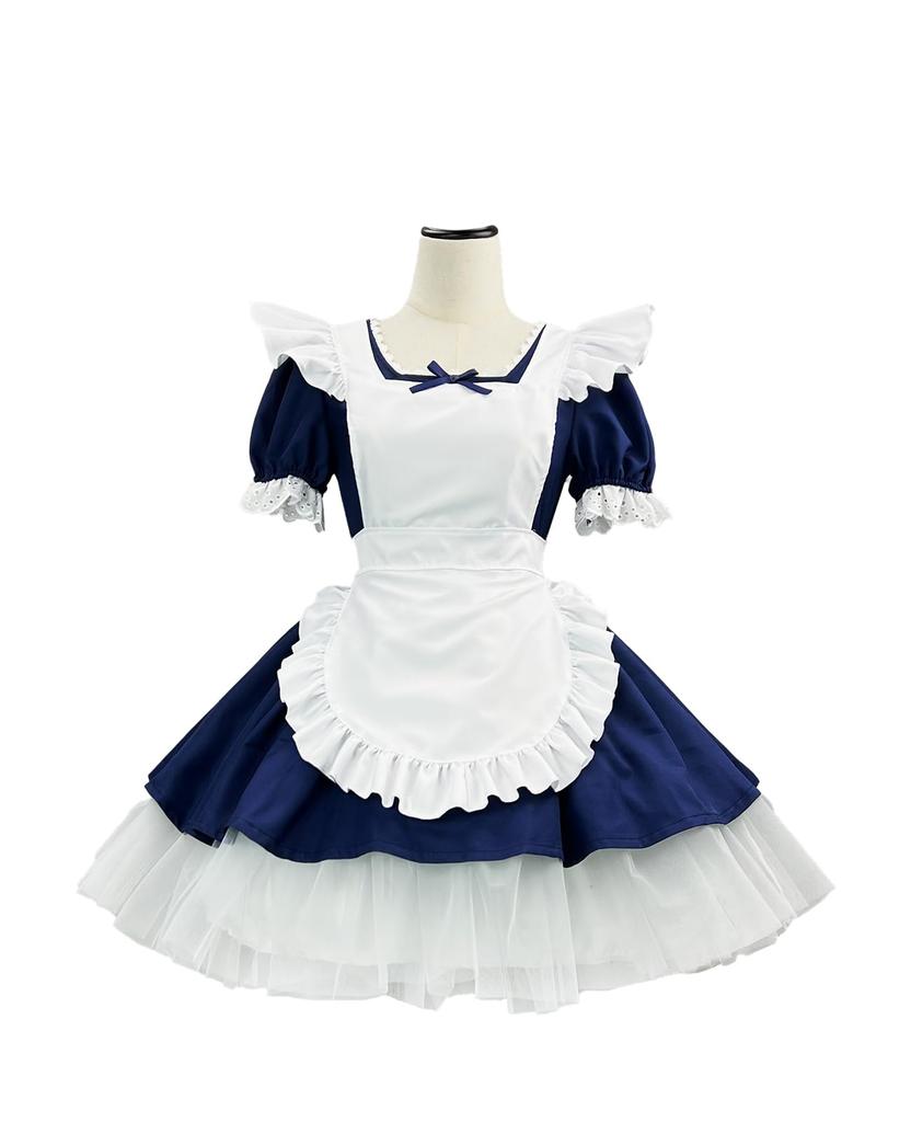 [CR ROLECOS] Maid Costume with Pannier, Plus Size, Cute Maid Cosplay Costume, Perfect for Halloween, Cafes, Photo Shoots, Cultural Festivals, Events,