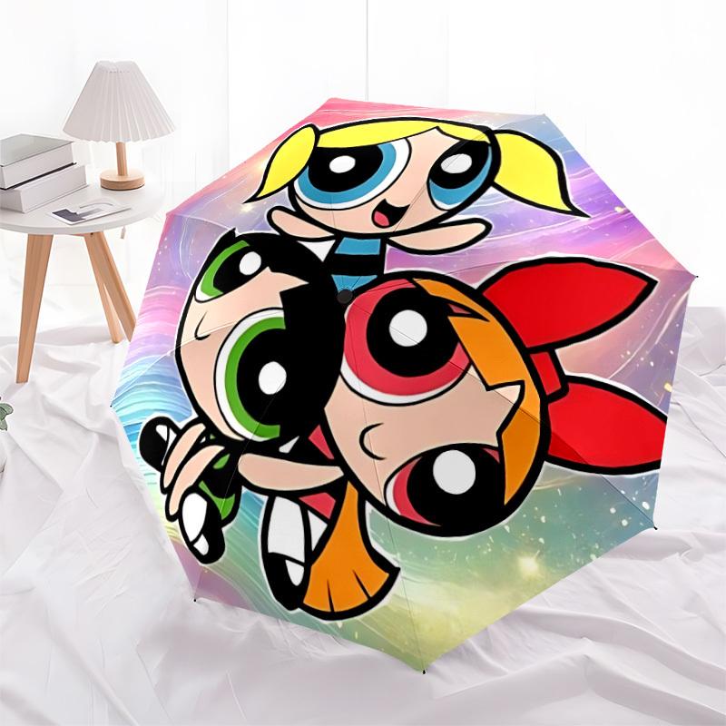 1pc Powerpuff Girls Automatic Folding Umbrella & Self-Folding Canopy - Heavy-Duty 8-Rib Iron Frameyy251231032