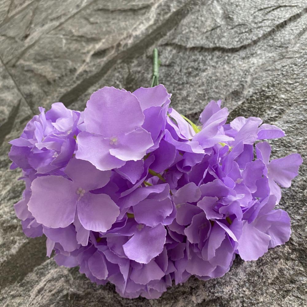 Leafless Design Hydrangea Flower Woolen Cloth Five Headed Simulation Flower 45CM Size Embroidered Ball Embroidered Ball Flower