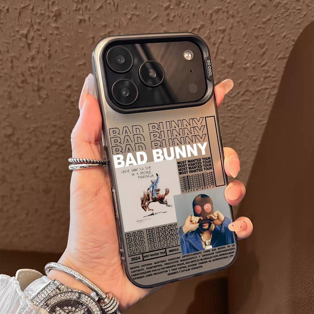B-Bad Bunny Art Album Etui na Telefon Dla iPhone 17 16e 16 15 14 13 12 11 mini Pro Max X XR XSMAX 8 7 Air Plus Przeciwupadkowe Matowe Pokrowiec