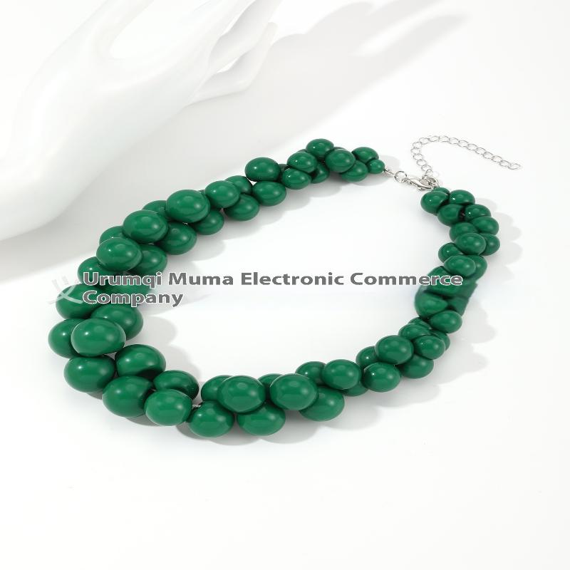 Trendy Vintage Beaded Chain Bohemian Necklaces For Women Big Beads Coral Pendant Jewelry Gift