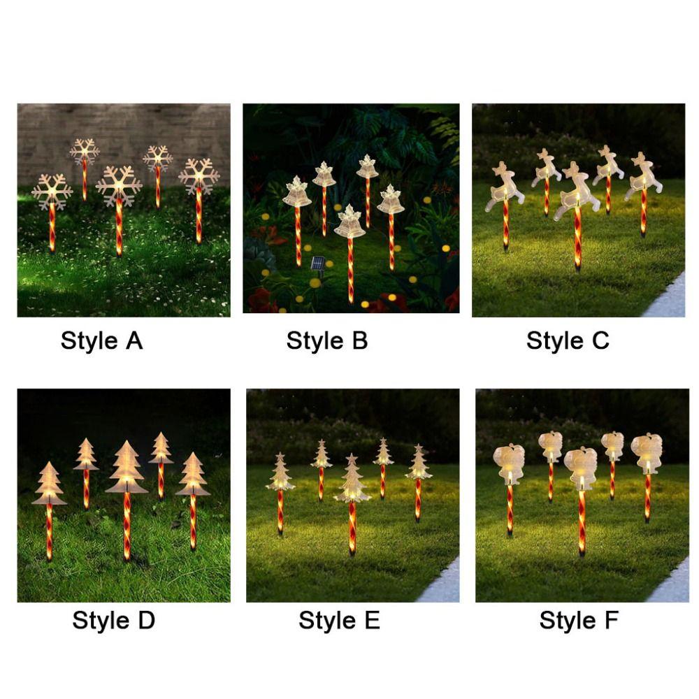 5Pcs/Set Snowflake Landscape Christmas Lights 8 Modes Red Tube Santa Claus Solar Lights Waterproof Decorative