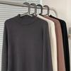 Men's Korean Style Mid-Neck Knit Sweater - Long Sleeve, Loose Fit, Solid Color, Autumn/Winter Layer