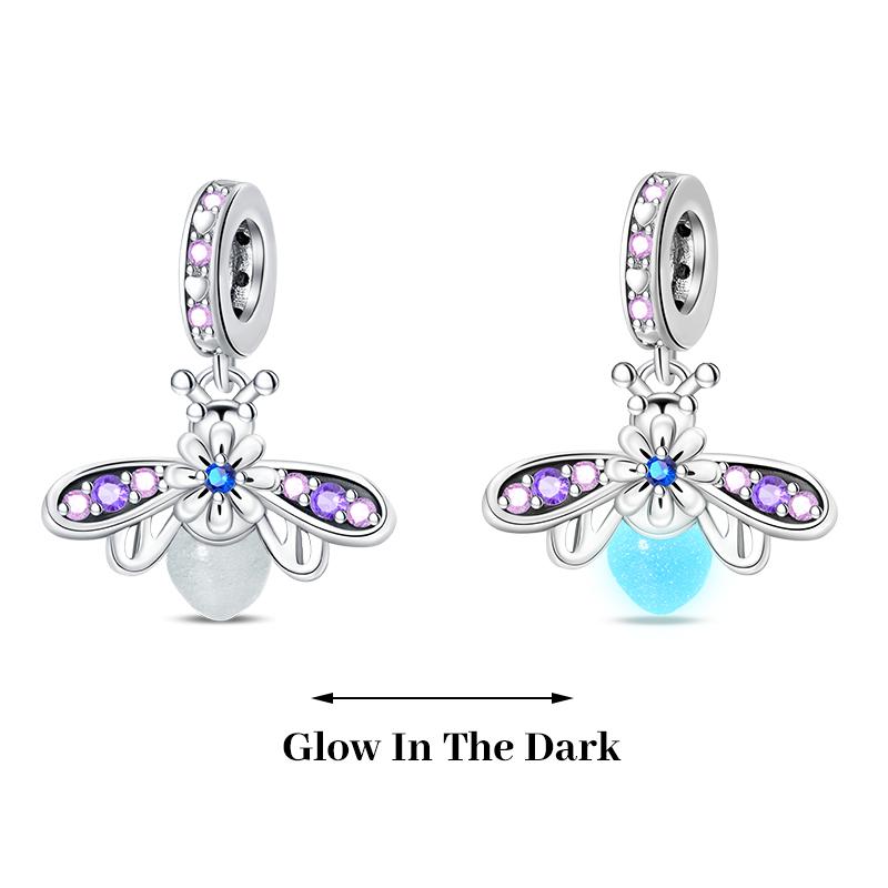 925 Silver Plated Fireflies Butterfly Stars Luminous Charms Beads Fit 3mm 925 Original Bracelets DIY Jewelry Gift