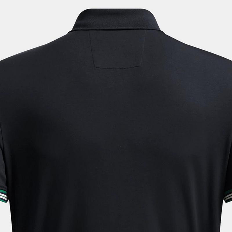 Under Armour Casual Breathable Comfortable Striped Short Sleeve Polo Shirt Men tops Black 1388709-001