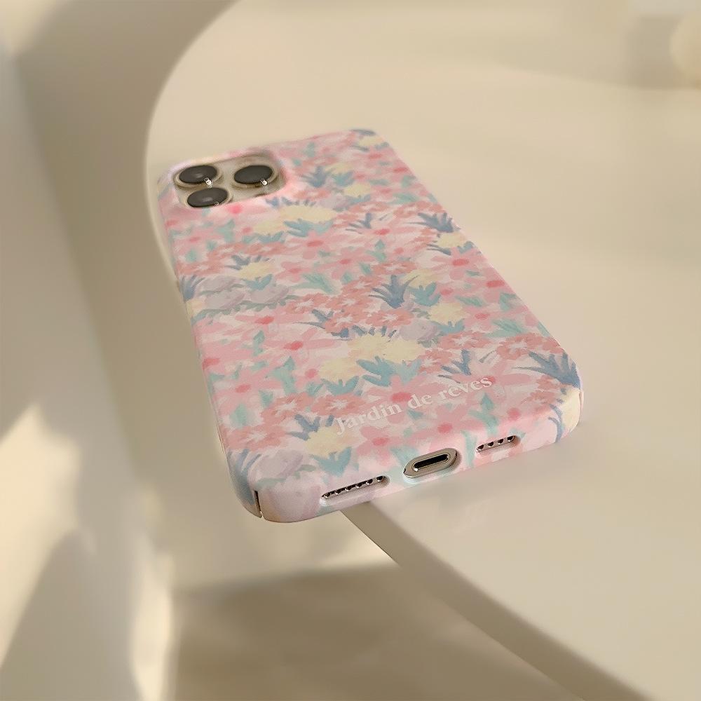 Pink Flower Sea Iphone13 Mobile Case Apple 12 Applicable 11 Hard 16 Retro Film Shell 15promax