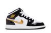 Jordan 1 Mid Patent Black White Gold (GS)