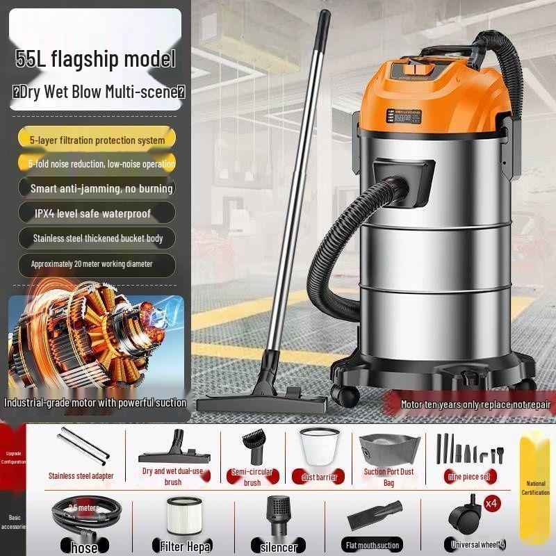 High Suction Power Vacuum Cleaner: Home & Industrial Use, Integrated Sweep & Mop, Dry/Wet Functionality