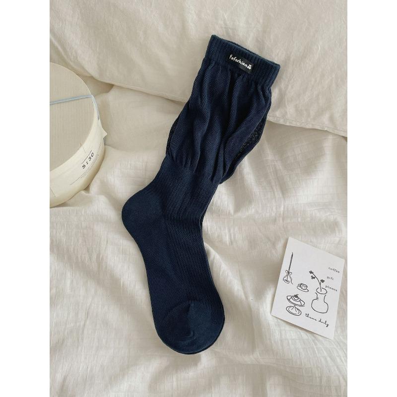 

Sock - Simple Style for Autumn and Winter, No-knit, Elegant and Sophisticated Leg-warming High-end Stockings with Piled-up Legs 1 pair Темно-синій