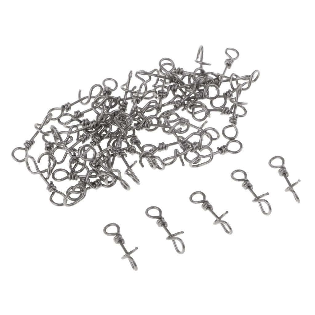 50Pcs Stainless steel Connector Fishing Fastach Clips Fishing Swivels Snaps-.