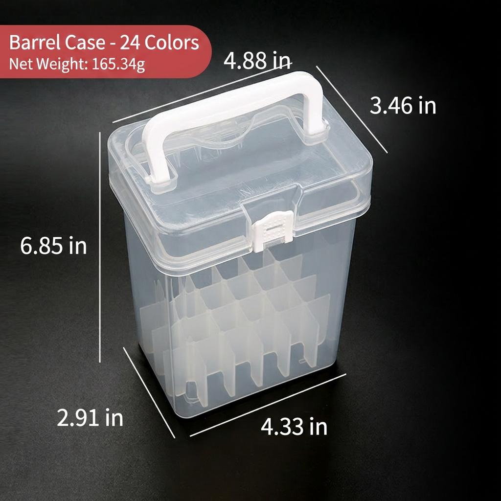 12/24/36/48/60 Color Markers Bucket Clear Plastic Marker Storage Bin With Detachable Dividers Portable Handle Art Organizer Case