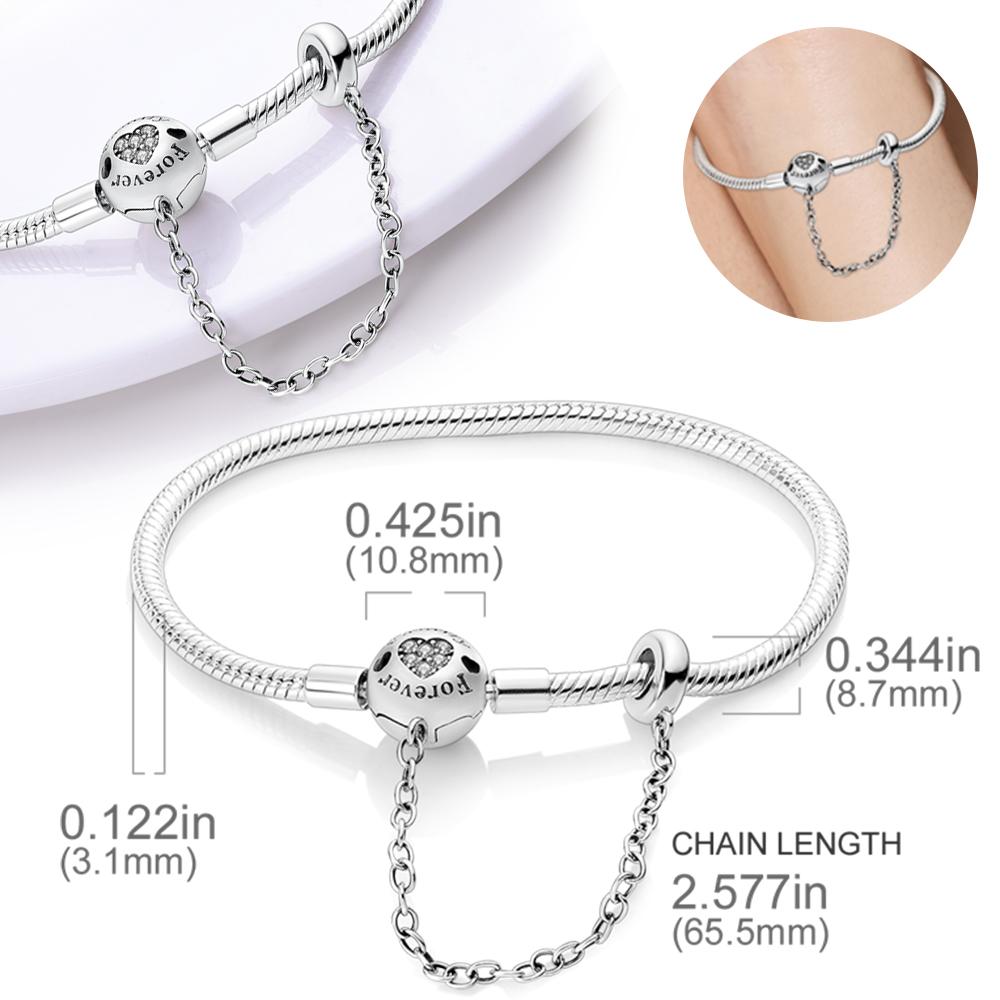 New 925 Sterling Silver Sparkling Fatima Hamsa Hand Snake Basic Chain Bracelet Fit Original Charm Beads Diy Women Design Jewelry