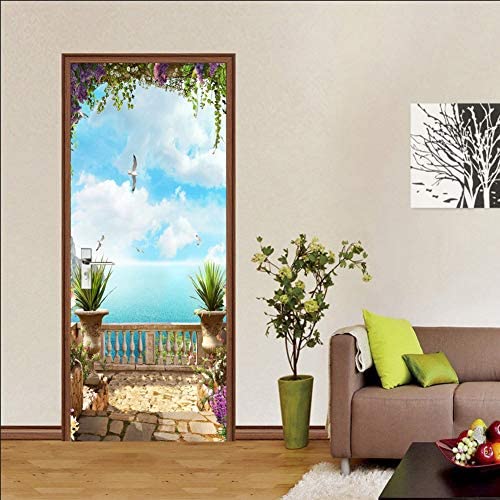 3D-klistermärken Vattentäta dörrklistermärken Dörrväggmålning Självhäftande PVC-klistermärke Avtagbar väggdekor för hemmakontorsdekoration Körsbärsmönster