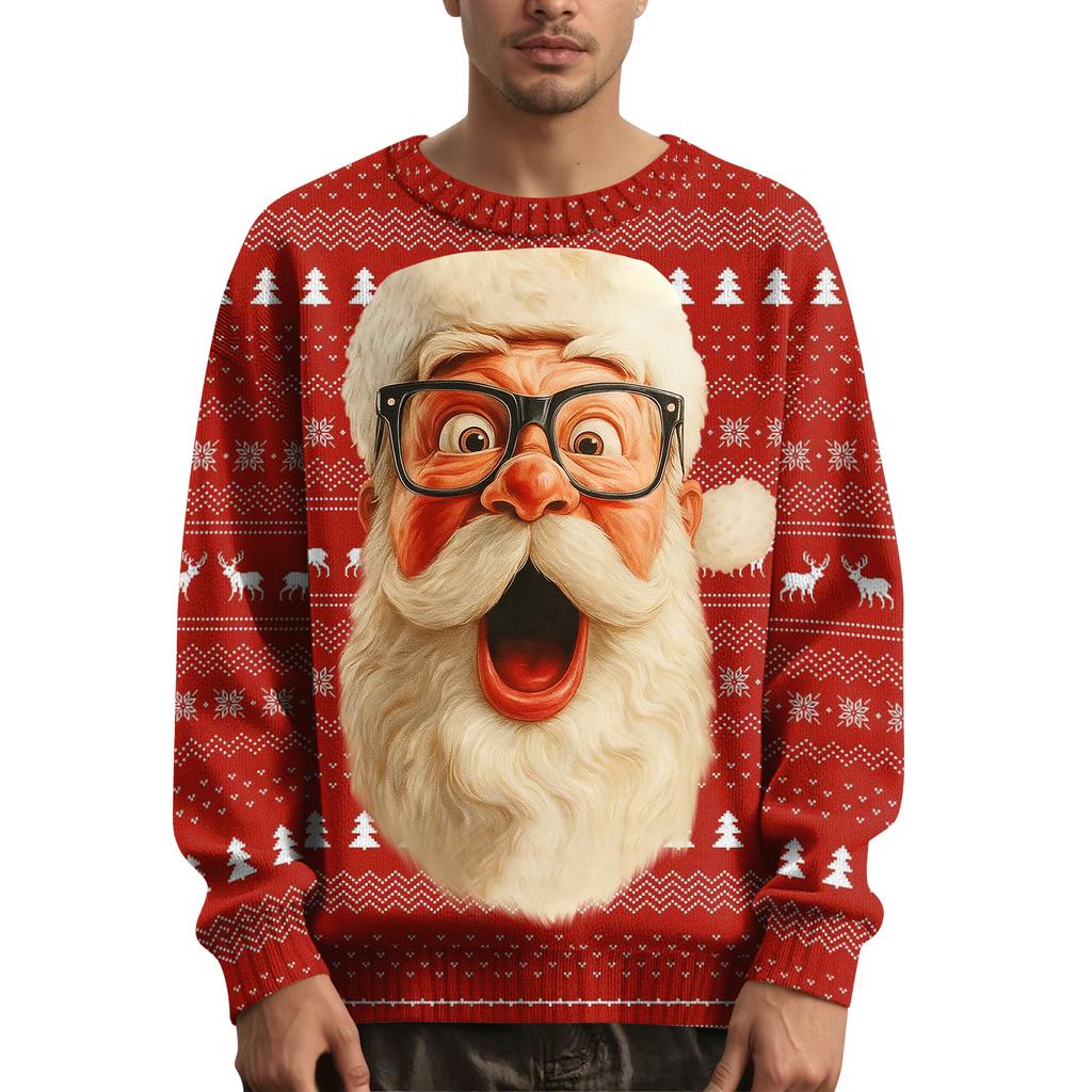 Herren Weihnachts Pullover mit bedrucktem Kragen