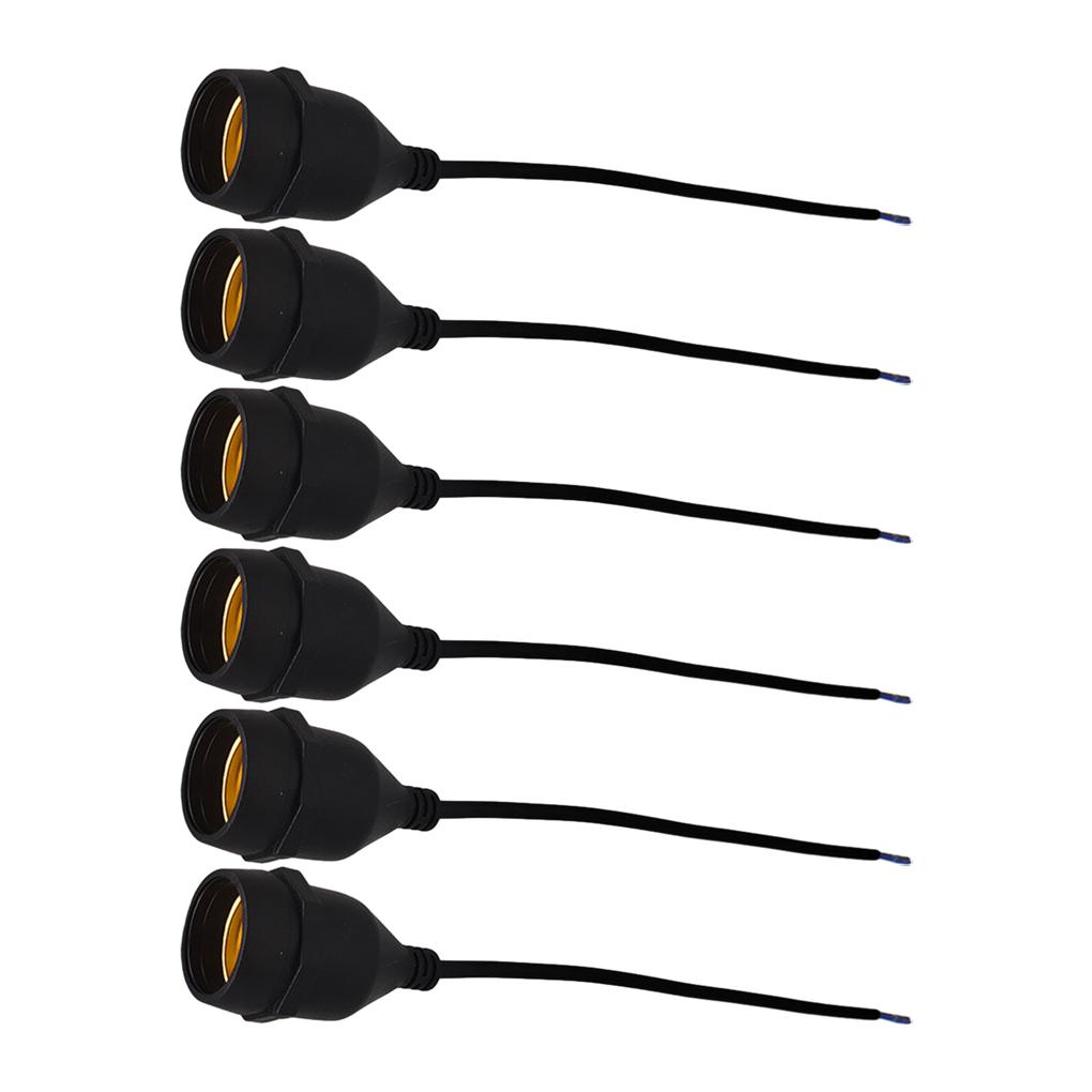 

6pack/lot Lamp Holder With Cable - Energy-saving And Easy Installation Waterproof Lamp Holder black