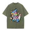 Cute Anime Dark Magician Girl T-shirt Y2k Washed Oversized T Shirt Men's Clothing Summer Short Sleeve Tops