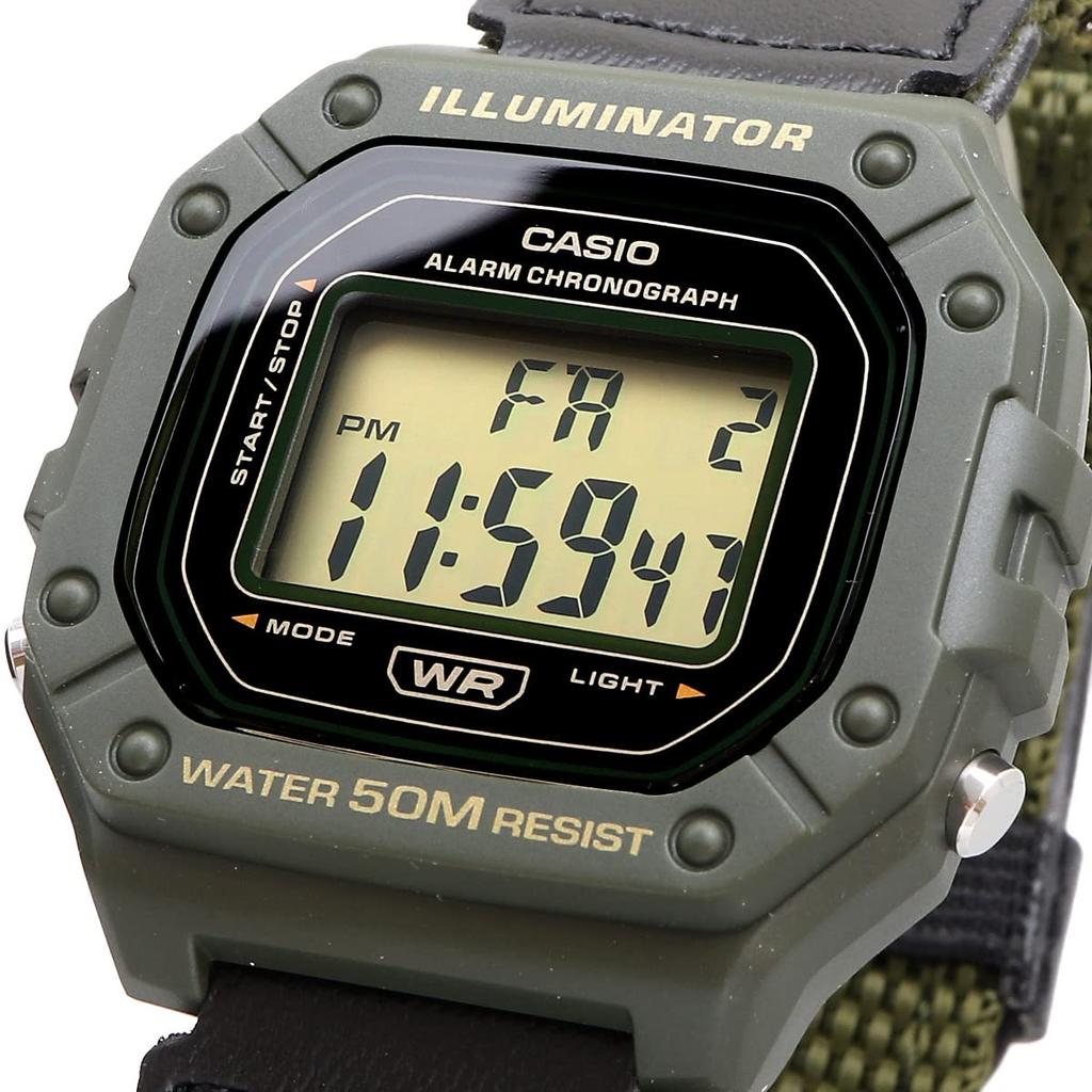 Casio Standard Digital Watch W-218HB-3AV Men's Green Cross Band in Casio Box [Parallel Import]