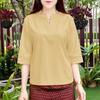 ZANZEA Women Casual V-Neck Solid Color 3/4 Sleeve Blouse