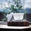 Ceramic Covered Bowl White Porcelain Tea Bowl Handheld Tea Brewing Tool