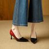 Pointed thin heels high heels high sense not tired feet 2026 spring temperament patent leather color matching light mouth single shoes