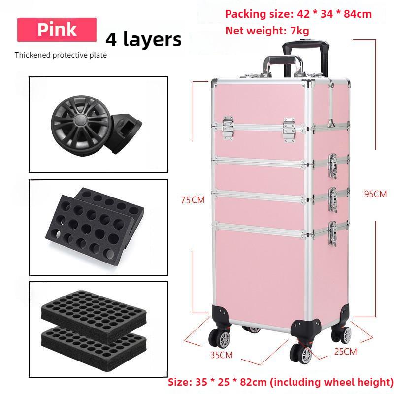 Large Capacity Cosmetic Case Trolley Portable Eyelash Nail Art and Tattoo Embroidery Toolbox Multi-layer Trolley Box