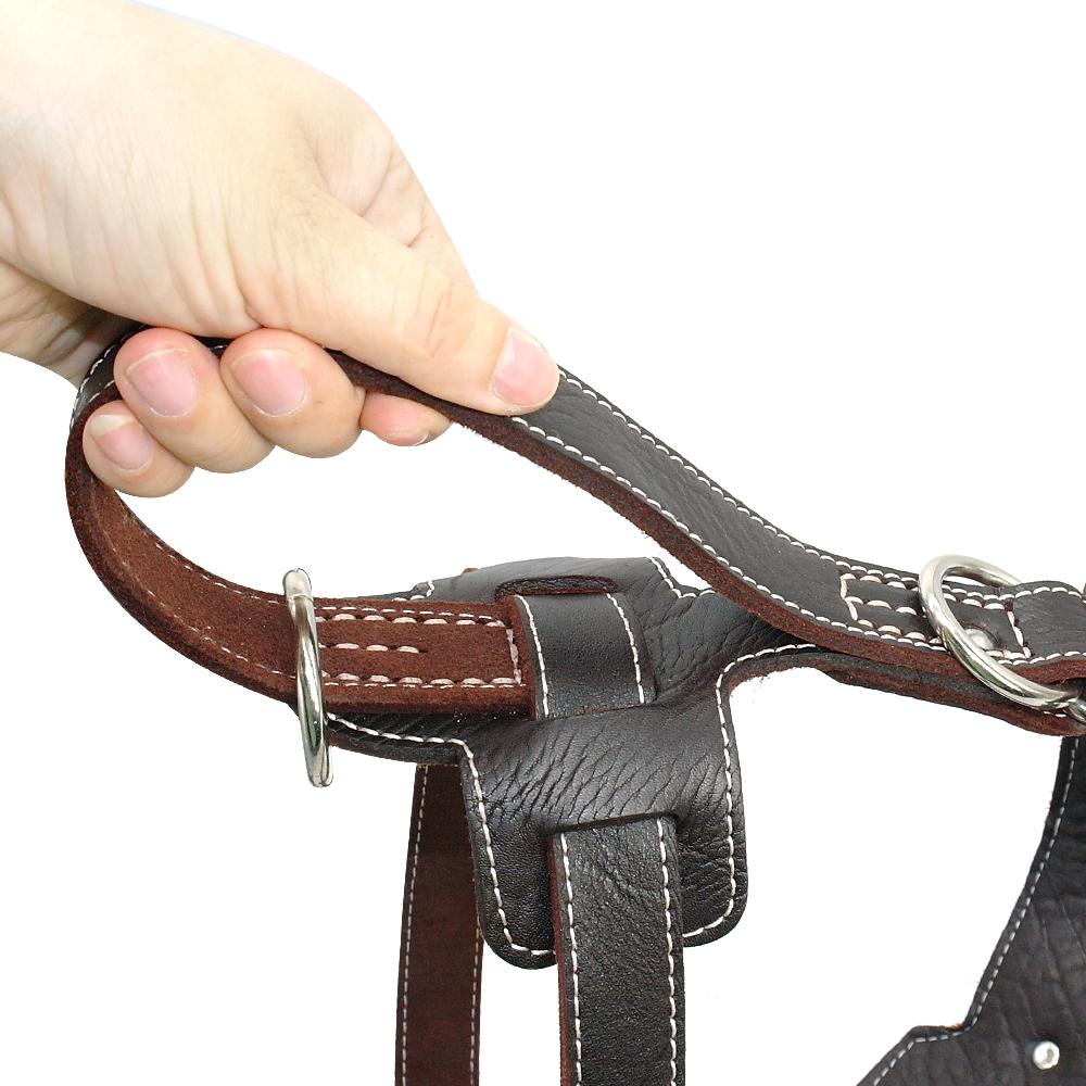 Genuine Leather Dog Harness Durable Large Dog Harness Real Leather Quick Control Dog Vest Harnesses With Handle For Big Dogs